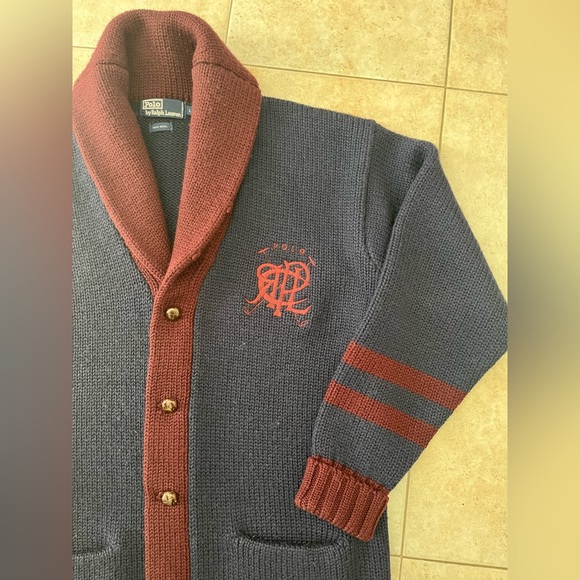 Polo By Ralph Lauren Rare Wool Vintage Varsity Men’s Sweater Jacket Size Large - Picture 8 of 10